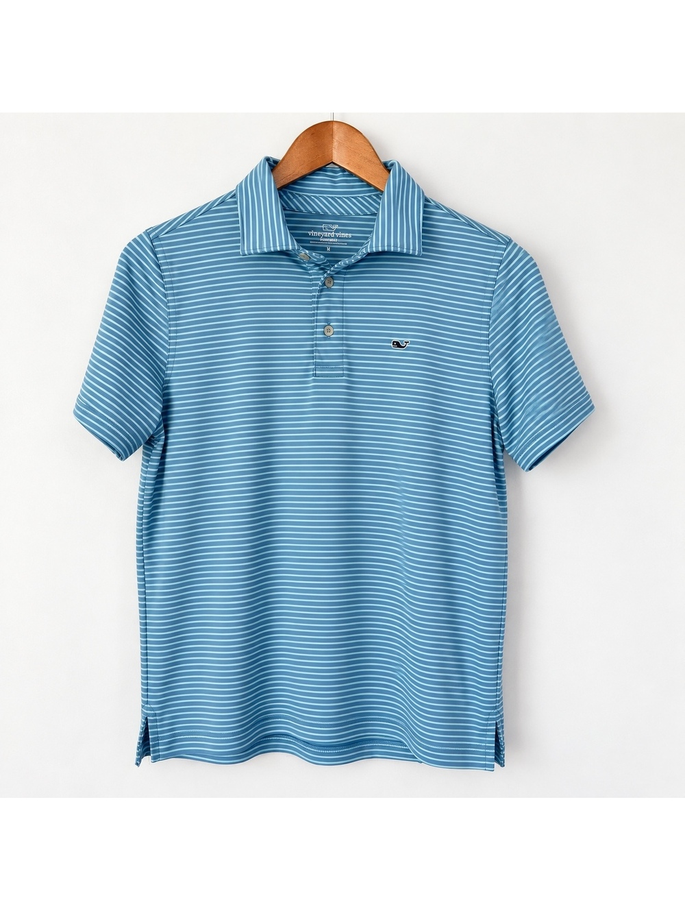 Vineyard Vines Boys Blue Striped Performance Polo Shirt Size Youth 16 Large